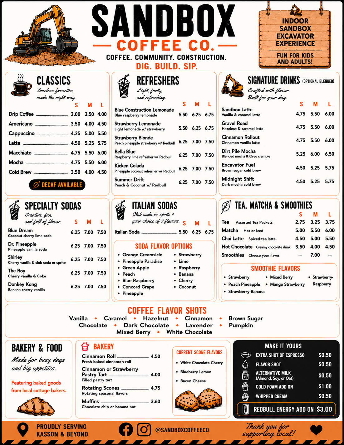 Sandbox Coffee Co menu